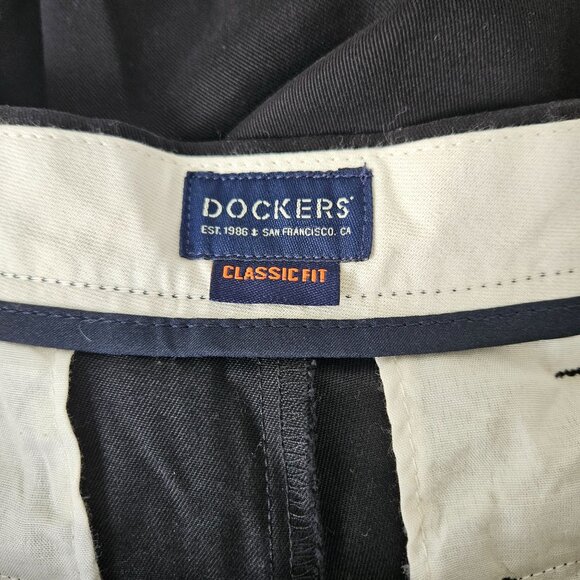 Dockers Mens Easy Khaki Classic Fit Pleated Dress Pants 36 W x32 L Stretch Black - Picture 11 of 12